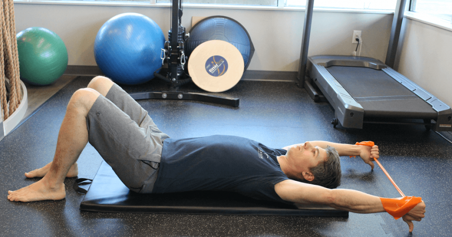 Supine Theraband Shoulder Ys Dockside Physiotherapy 