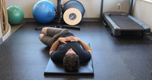 Side-to-Side Bent Knee Drops (Start Position) - Dockside Physiotherapy Victoria BC Exercise Database