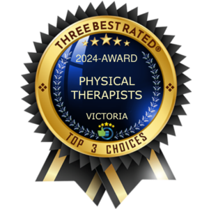 Logo of ThreeBestRated.ca 2024 Top 3 Physical Therapists in Victoria BC Presented to Dockside Physiotherapy