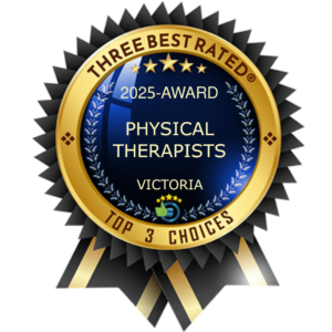 Logo of ThreeBestRated.ca 2025 Top 3 Physical Therapists in Victoria BC Presented to Dockside Physiotherapy